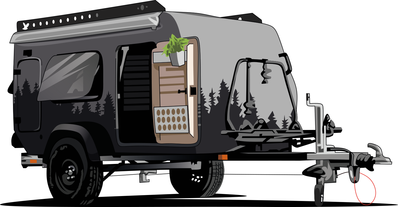 Bruno der Miniwohnwagen als 3D-Ansicht