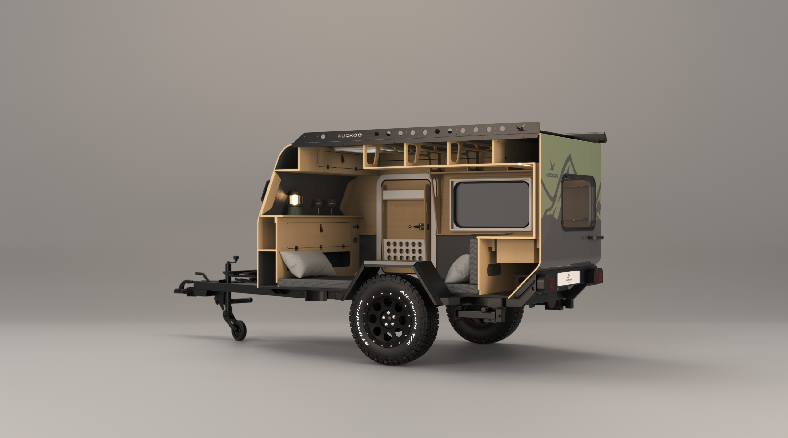 3D-Ansicht des besten Miniwohnwagens - Kuckoo Camper Bruno